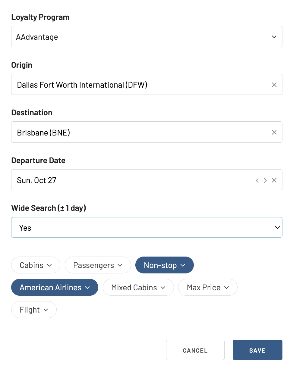 AAdvantage Alerts in AwardFares
