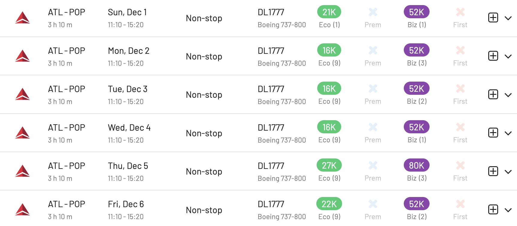 New Delta Air Lines route from Atlanta to Puerto Plata. SkyMiles availability with AwardFares.