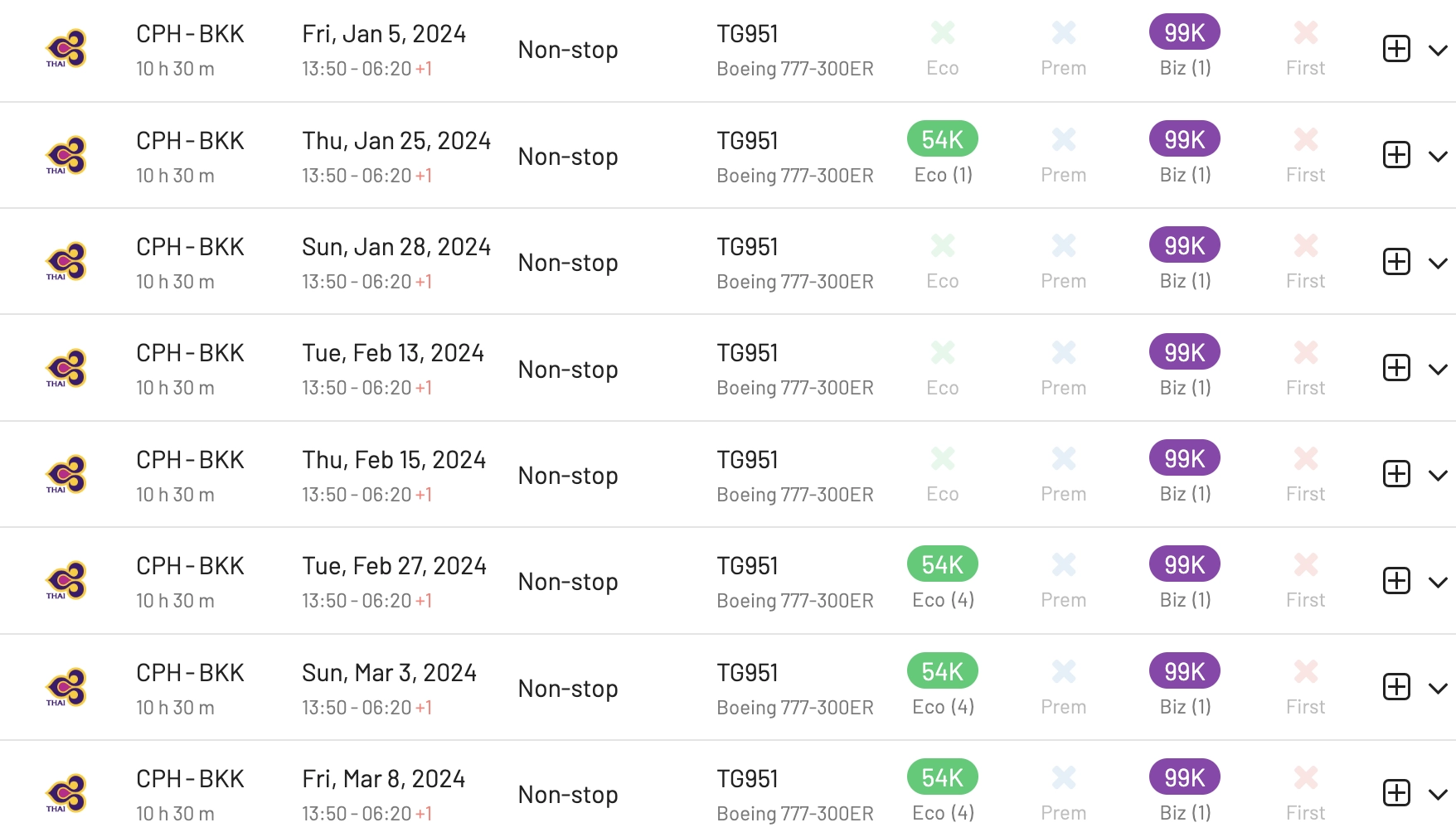 Thai Airways Business Class Awards with EuroBonus Points (Dec 2023).