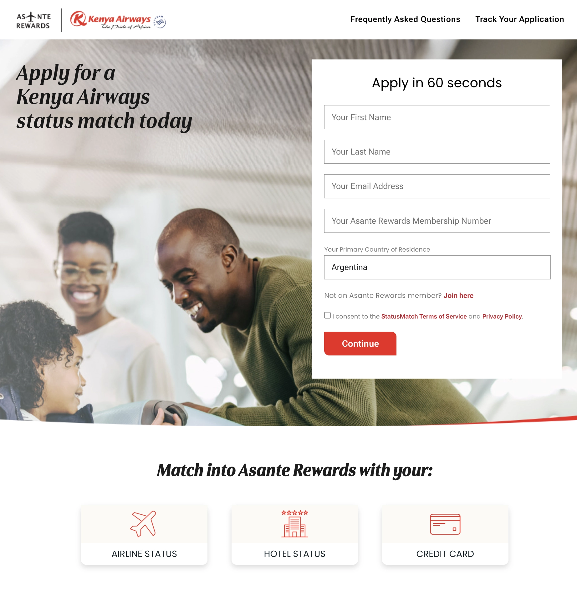Kenya Airways Asante Rewards Status Match