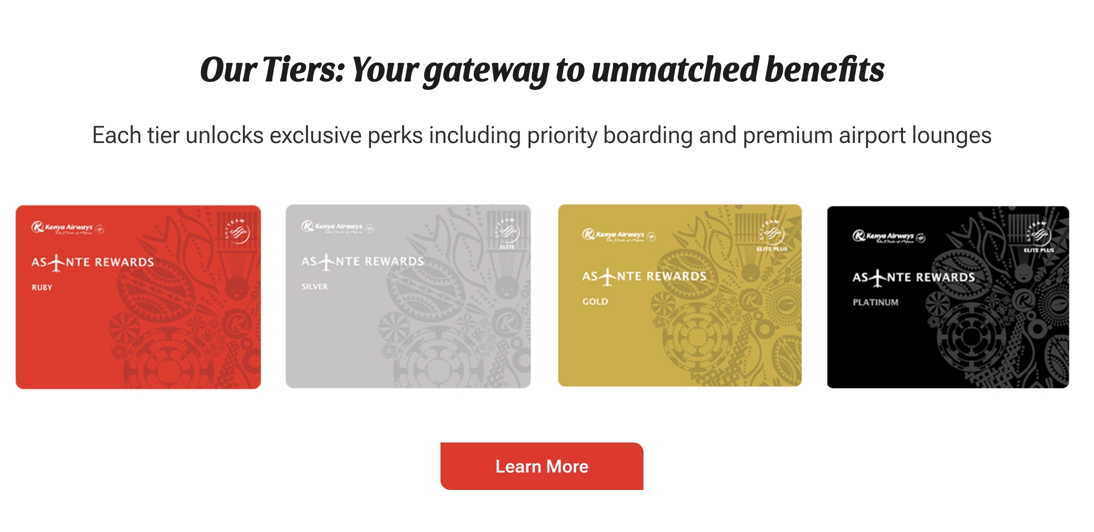 Kenya Airways Asante Rewards Tiers