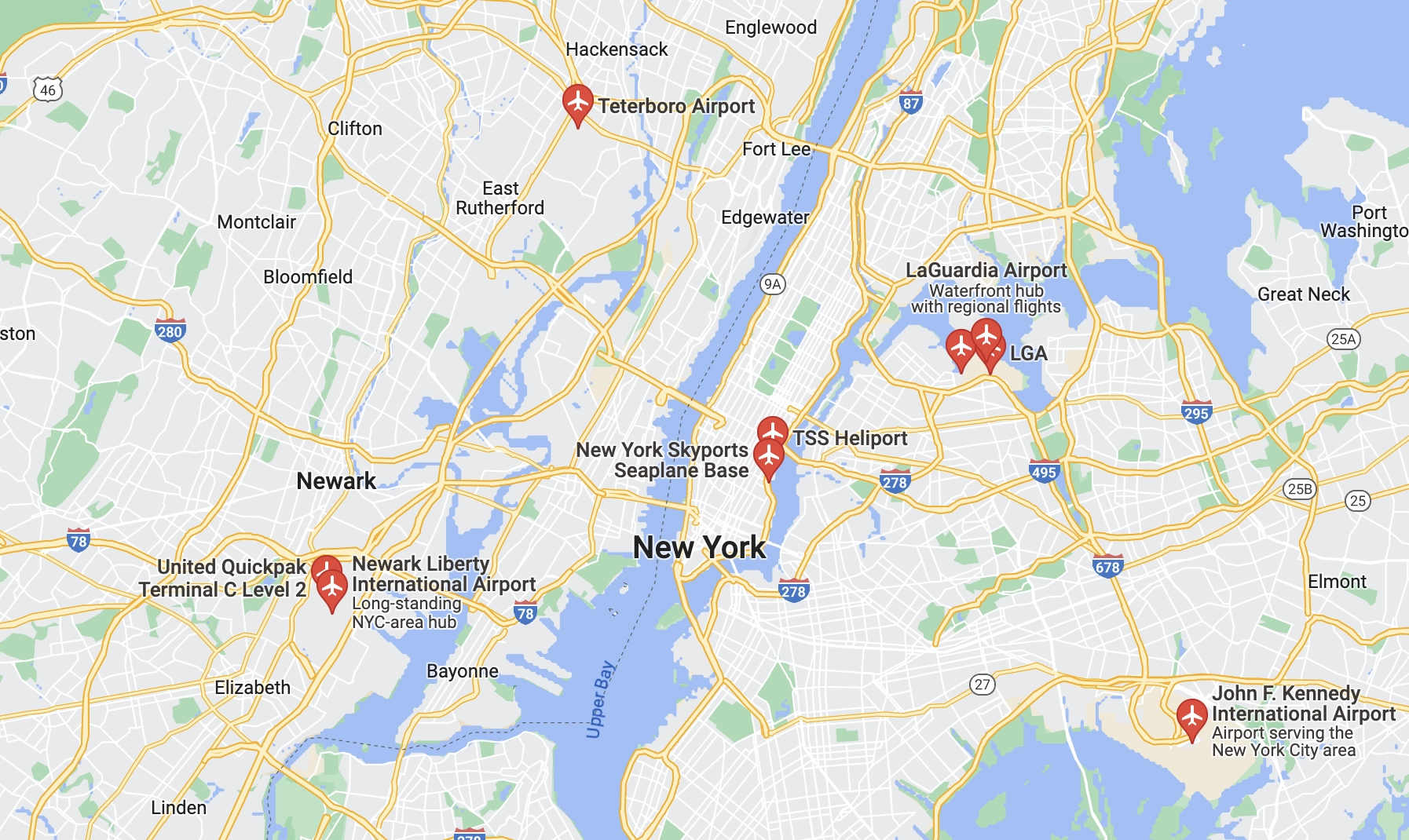 Airports in NYC metro area.