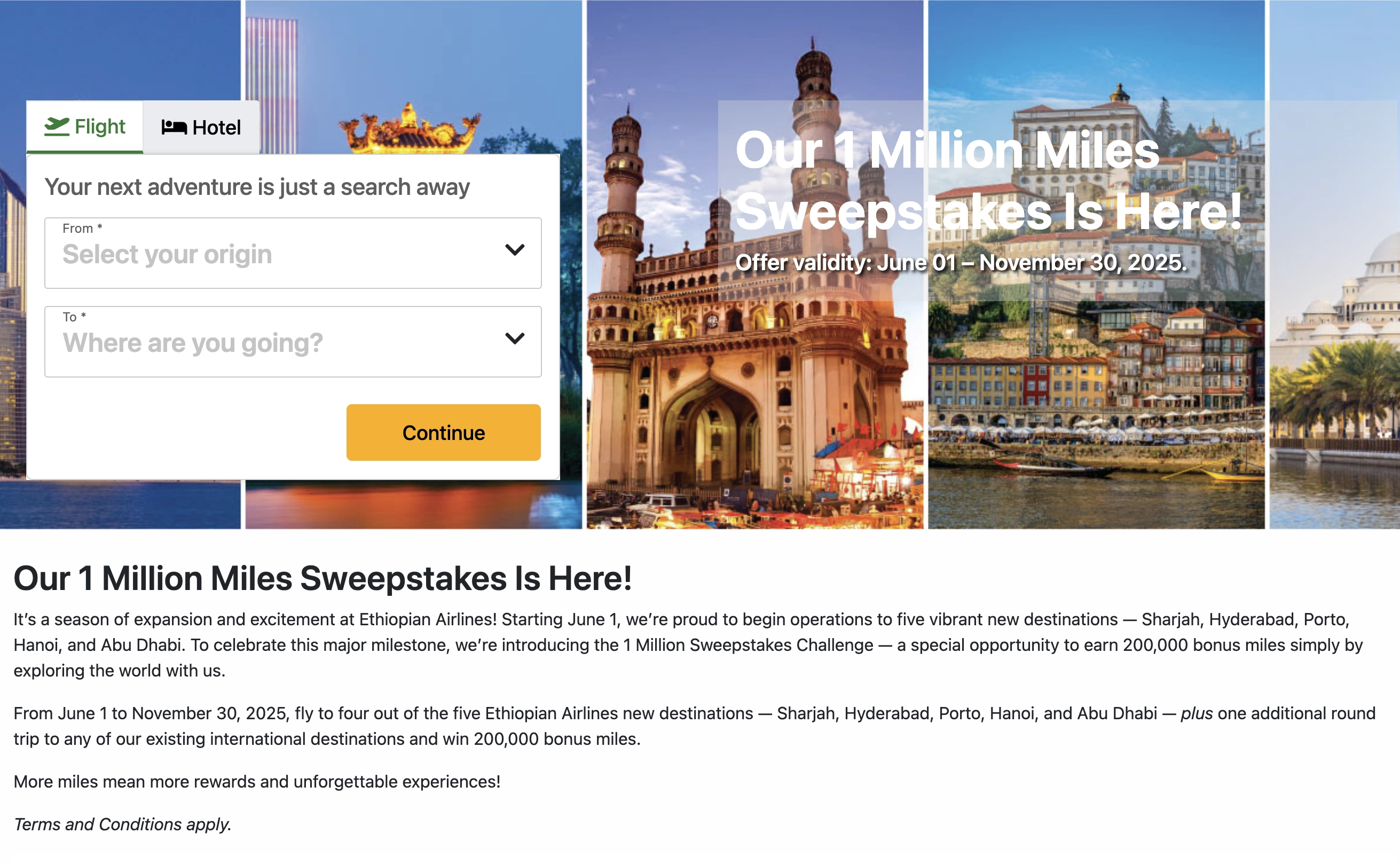 Win 1 Million Miles with Ethiopian's ShebaMiles Challenge.