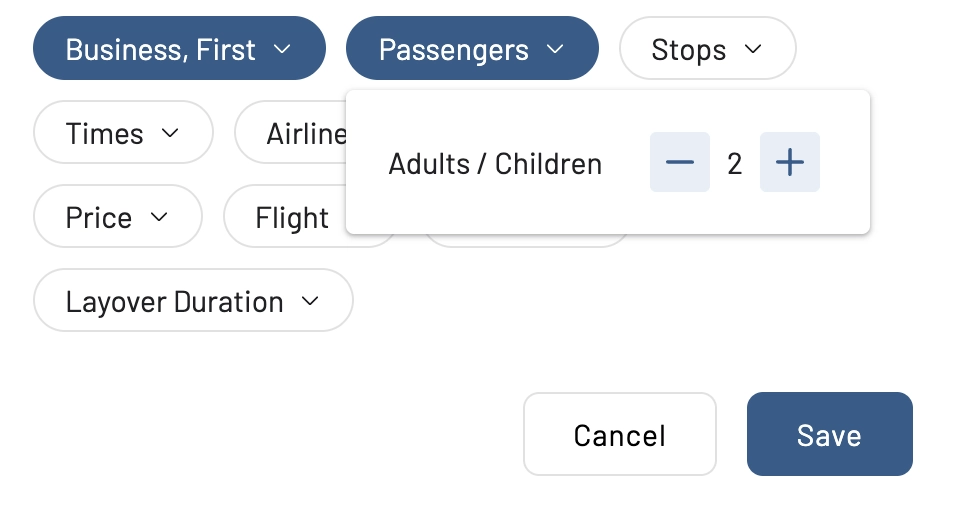 Filter availability by passengers when setting up a Flex Alert in AwardFares.