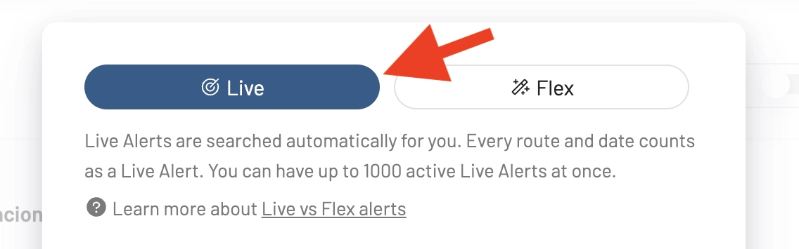 Creating a Live Alert in AwardFares.