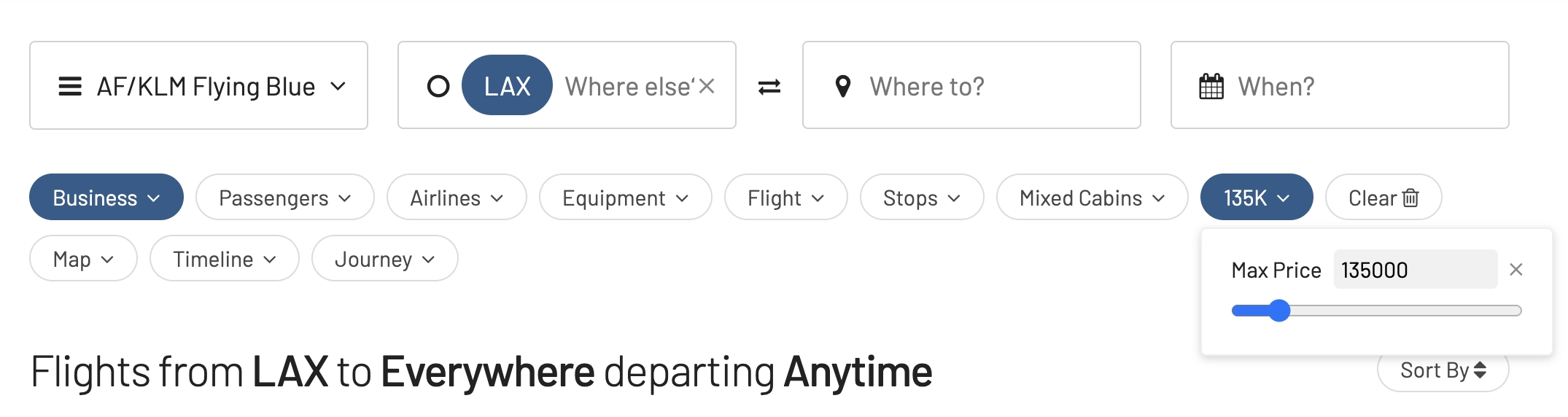 Set up a maximum price in points or miles when using AwardFares to search an award flight.