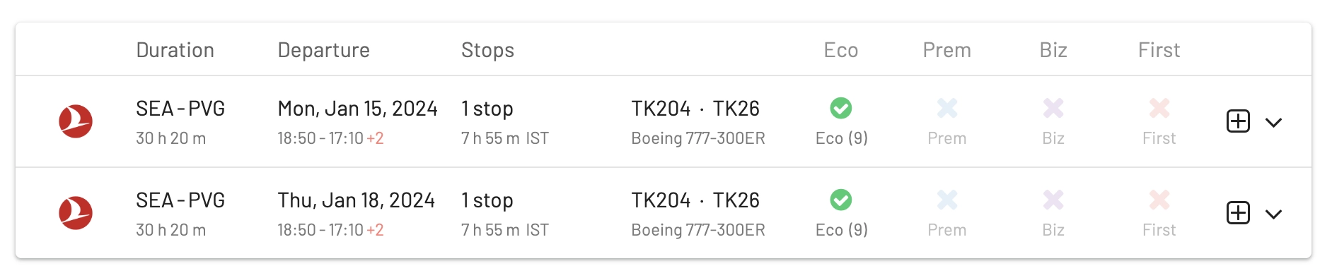 EVA Air award flights from the United States to China (AwardFares).